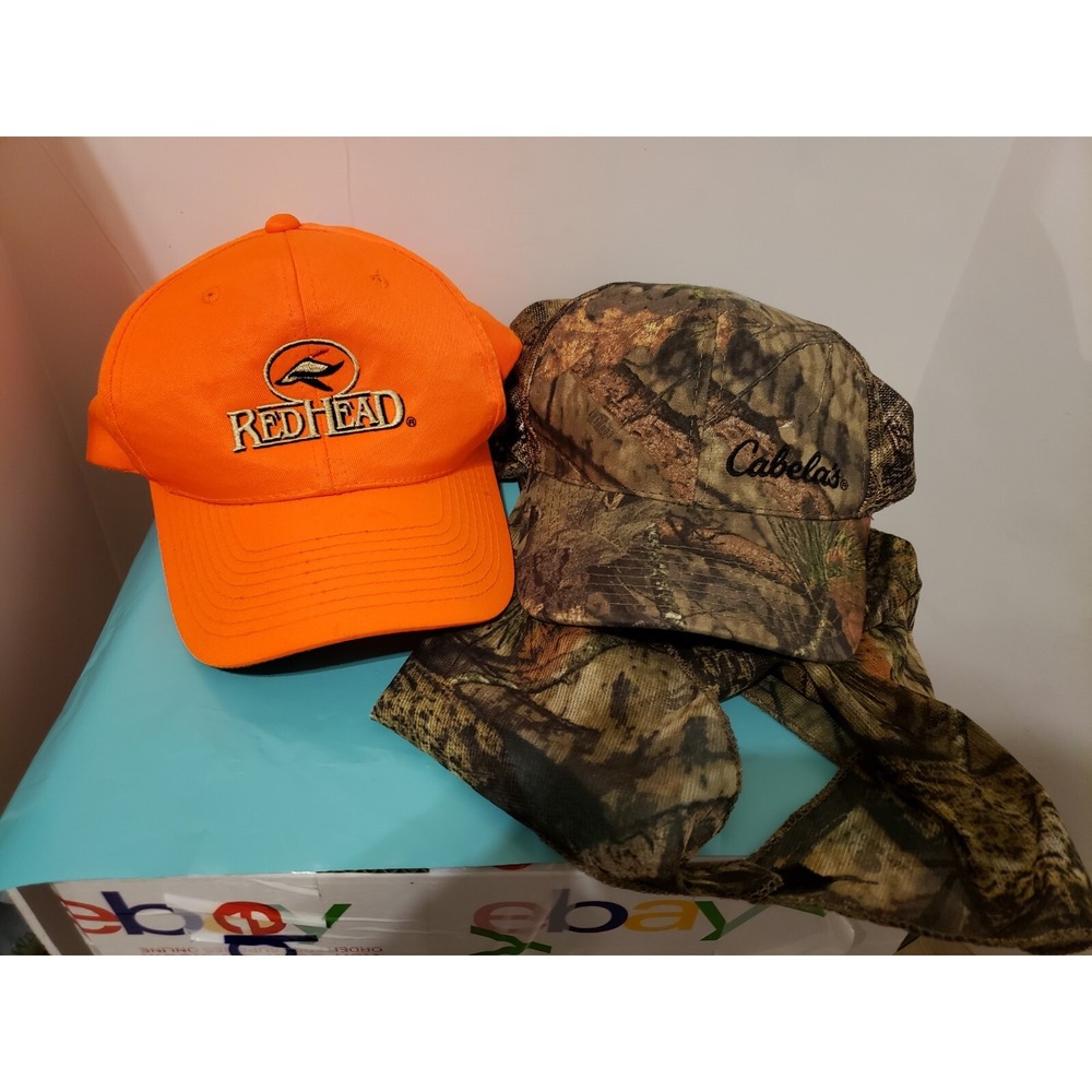 Cabelas Camo Neck Cover And Redhead Orange Hunting Hats Lot‎ Mens Adjustable